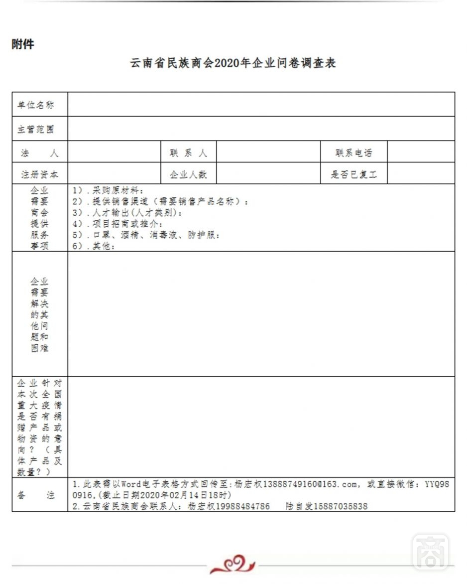 關(guān)于填報(bào)云南省民族商會(huì)2020年企業(yè)問(wèn)卷調(diào)查表的通知2.jpg